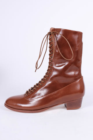1910s Everyday Lace-up Boots - Cognac Brown - Ruth