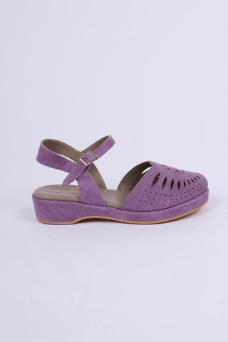 1940s / 50s suede wedge sandals - Lavender - Ella