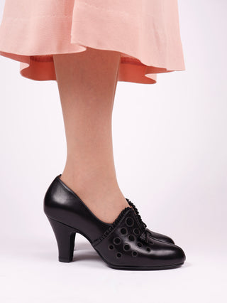 1930s pumps with decorations in suede - black - Stella