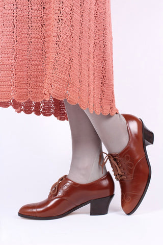 Classic 1930s Oxfords - Cognac Brown - Juliette