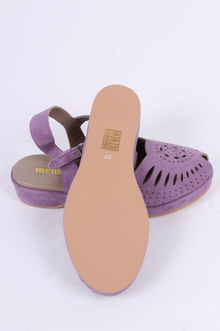 1940s / 50s suede wedge sandals - Lavender - Ella