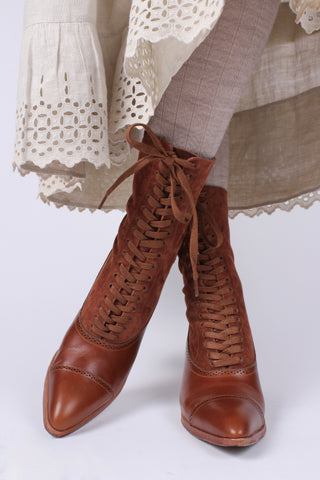 1900s Edwardian Style Boots - Brown - Victoria