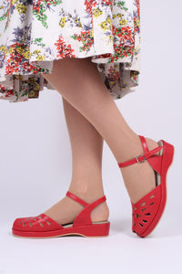 1940s / 50s style summer sandals /  wedges - Red - Sidse
