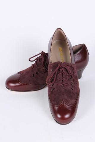 40s everyday two-tone Oxfords - Dark brown / Aubergine - Clara