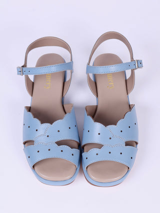 1950s sandals with claud-shaped pattern - blue pastel - Joy