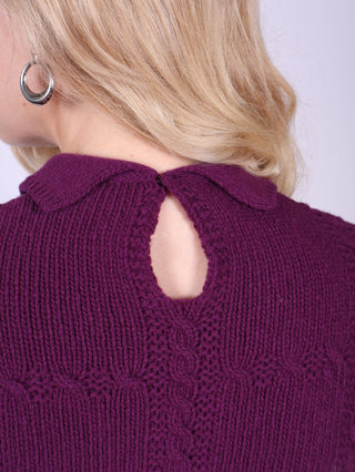 Feminine 1940s vintage style pullover with collar - Purple - Gertrud