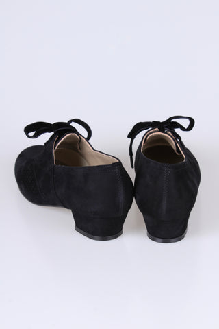 40s vintage style suede Oxford shoes  - Low heel- black - Esther