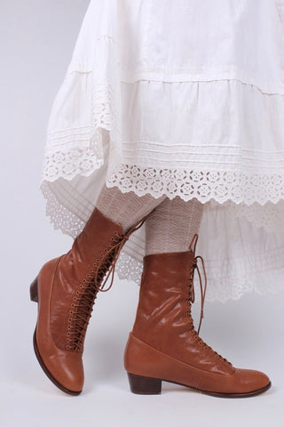 1910s Everyday Lace - up Boots - Light Brown - Ruth - memery