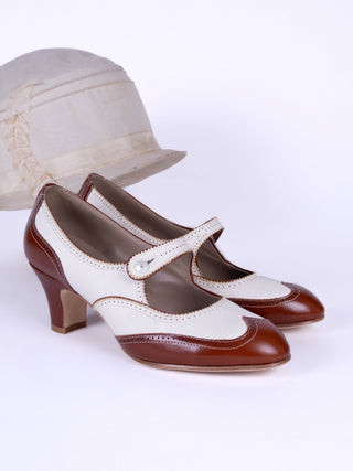 1920s Classic Everyday Pumps - Cream - Frances - memery