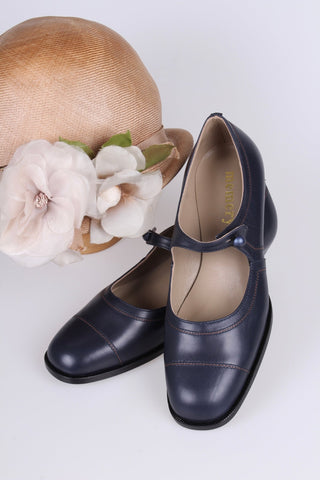 1920s everyday shoe - Navy Blue - Ruby - memery