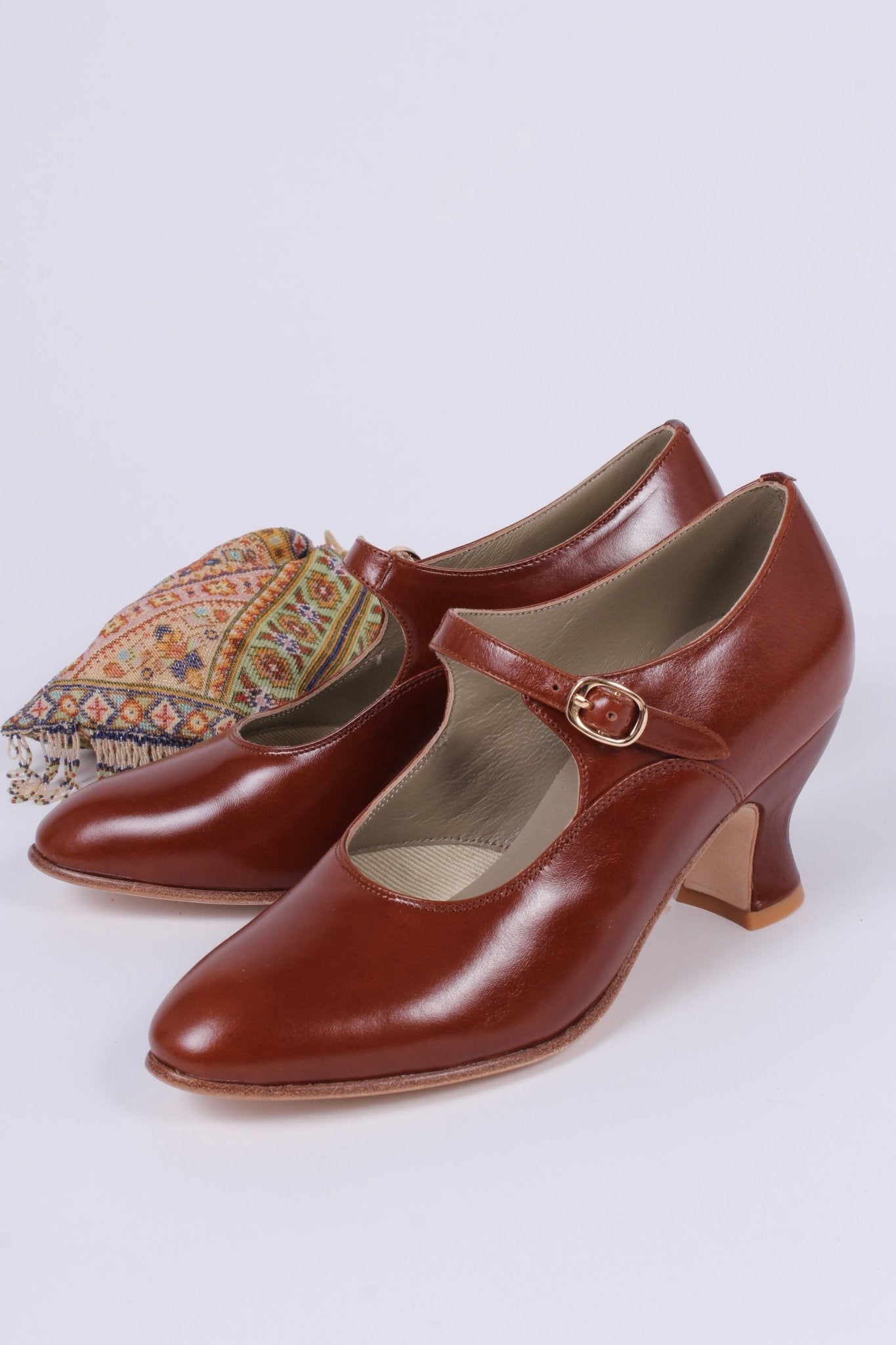 1920s Mary Jane shoes - Cognac Brown