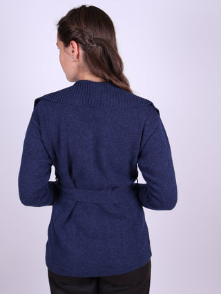 1920s style cardigan with big collar - Blue melange - Pearl - memery