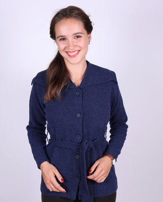 1920s style cardigan with big collar - Blue melange - Pearl - memery