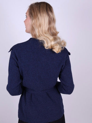 1920s style cardigan with big collar - Blue melange - Pearl - memery