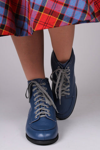 1930s and 1940s winter snow boots with Fur lining - Blue - Rita - memery