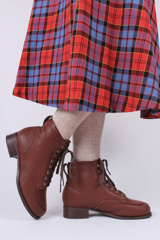 1930s and 1940s winter snow boots with Fur lining - Brown - Rita - memery