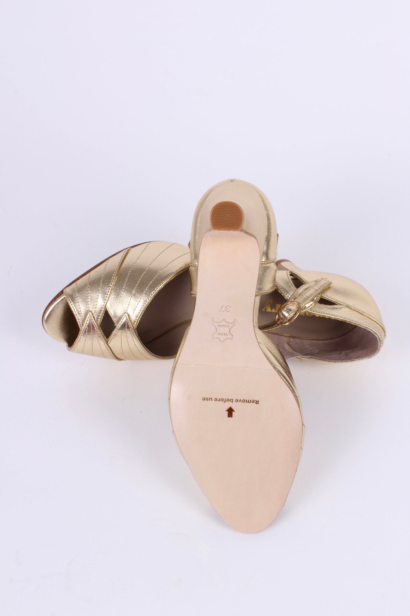 1930s evening shoes with peep toe - Gold - Susan memery 1930s evening shoes with peep toe - Gold - Susan memery