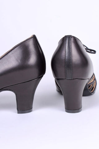 1930s everyday lace - up pumps - black - Eva - memery