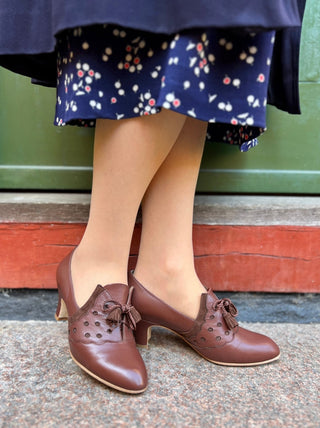1930s everyday Oxford heels with tassels - Brown - Mildred - memery