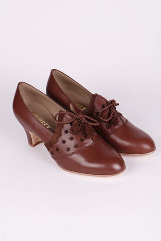 1930s everyday Oxford heels with tassels - Brown - Mildred - memery