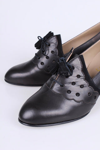 1930s everyday Oxford shoes with tassels - black - Mildred - memery