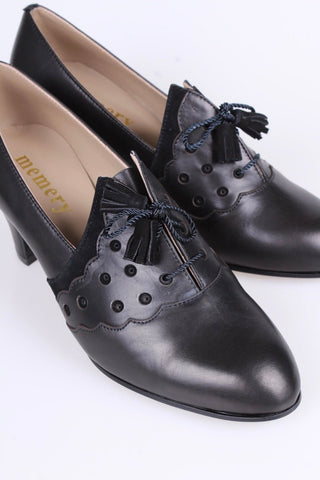 1930s everyday Oxford shoes with tassels - black - Mildred - memery