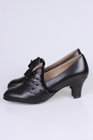 1930s everyday Oxford shoes with tassels - black - Mildred - memery