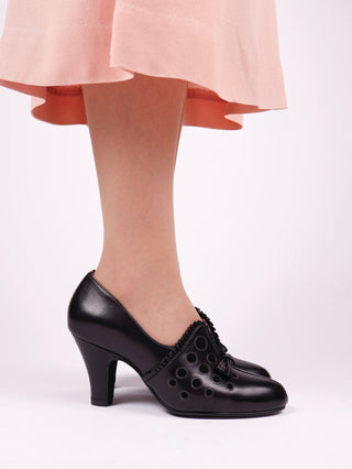 1930s pumps with decorations in suede - black - Stella - memery