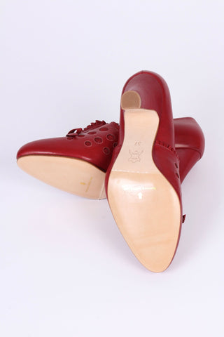 1930s pumps with decorations in suede - red - Stella - memery