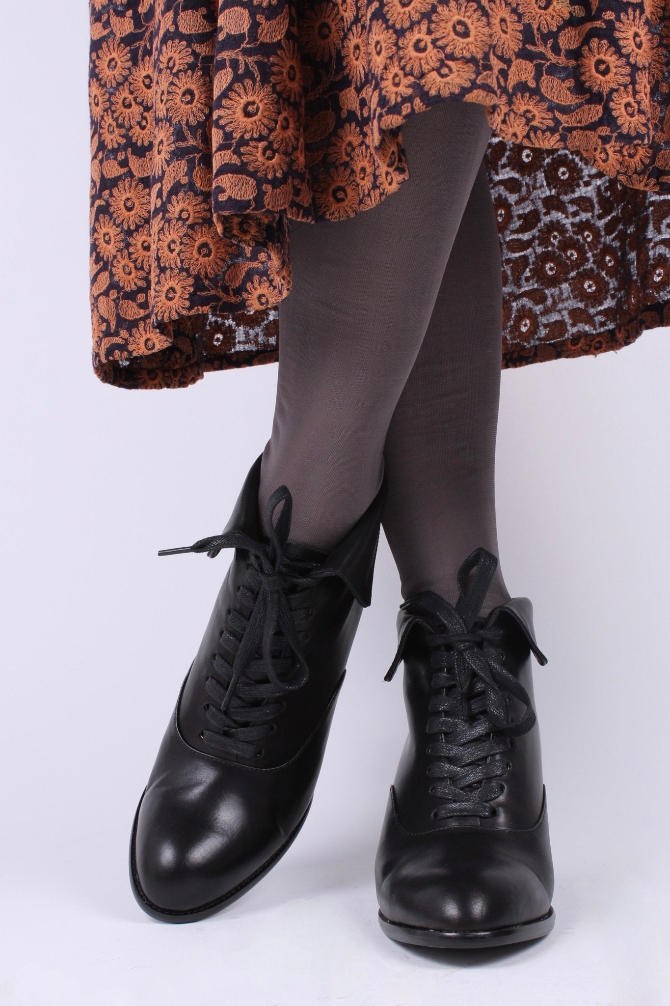1930s style leather lace-up ankle boot - Black - Betty memery 1930s style leather lace-up ankle boot - Black - Betty memery