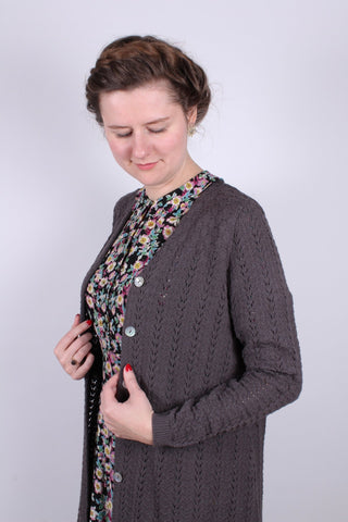 1930s style long cardigan / swagger jacket - Anthracite Grey - Isabel - memery