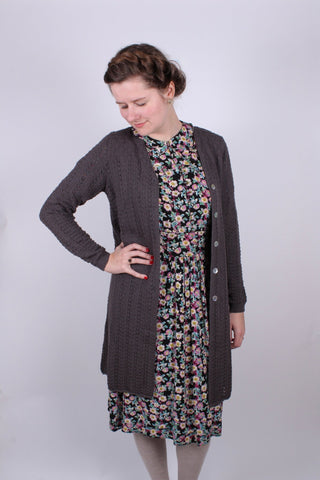 1930s style long cardigan / swagger jacket - Anthracite Grey - Isabel - memery
