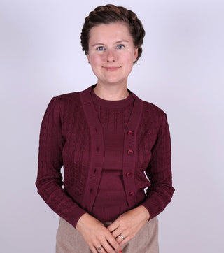 1940s / 1950s style Cardigan - Plum - Joanne - memery