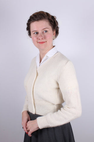 1940s / 1950s vintage style mohair cardigan - Cream - Kirsten - memery