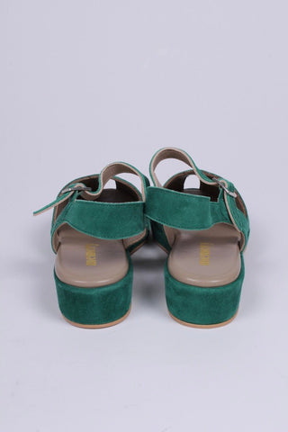 1940s / 50s suede wedge sandals - Green - Ella - memery