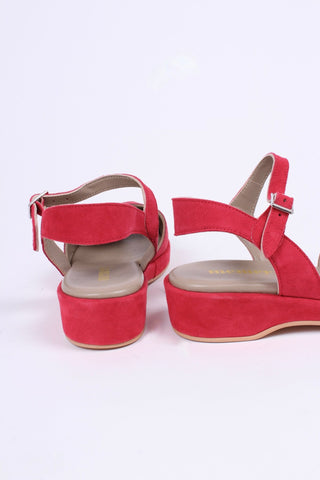 1940s / 50s suede wedge sandals - Red - Ella - memery