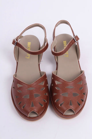 1940s / 50s summer wedge sandals - Brown - Sidse - memery