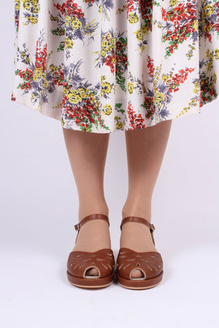 1940s / 50s summer wedge sandals - Brown - Sidse - memery