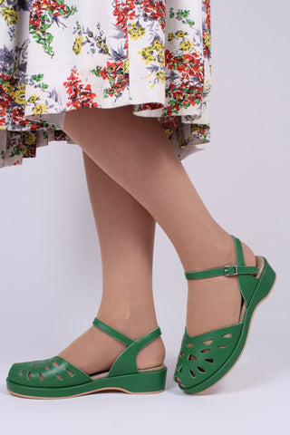 1940s / 50s summer wedge sandals - Green - Sidse - memery