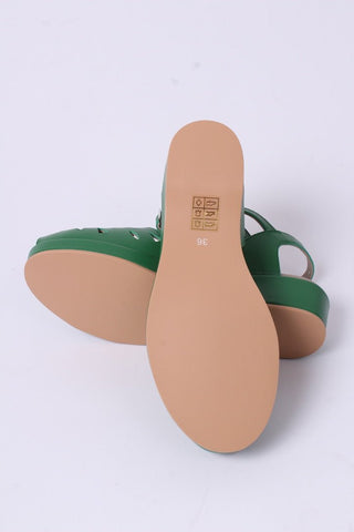 1940s / 50s summer wedge sandals - Green - Sidse - memery