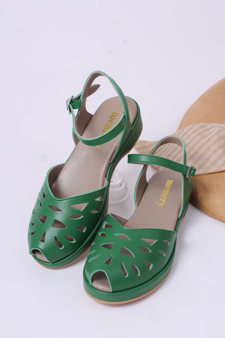 1940s / 50s summer wedge sandals - Green - Sidse - memery