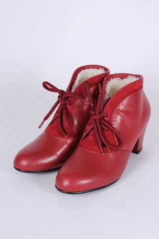 1940s / early 1950s winter ankle boots - Red - Lillie - memery