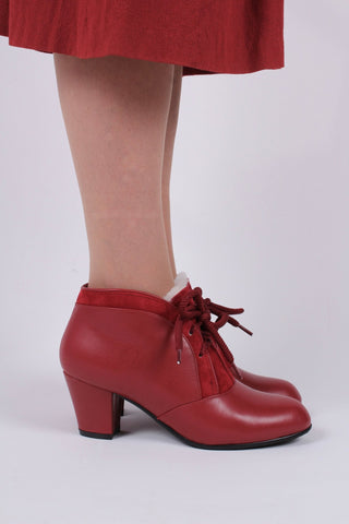 1940s / early 1950s winter ankle boots - Red - Lillie - memery