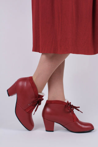 1940s / early 1950s winter ankle boots - Red - Lillie - memery