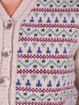 1940s Merino cardigan - Cream melange with pattern - Rosemary - memery