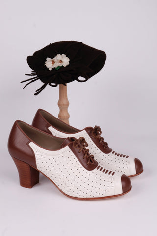 1940s Spectator Oxford pumps - Brown / Off - White - Lucy - memery