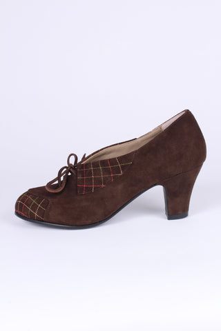 1940s Suede Pumps with Colored Trim – Brown – Edith - memery
