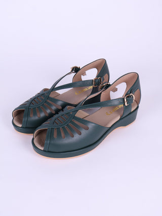 1940s summer sandals - Dark Green - Katharine - memery
