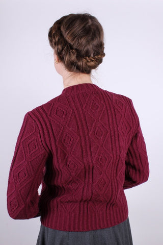 1940s vintage style cardigan - Burgundy red - Ingrid - memery