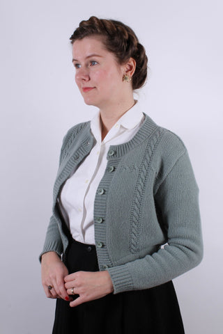 1940s vintage style cardigan - Merino - Dusty mint green - Vera - memery